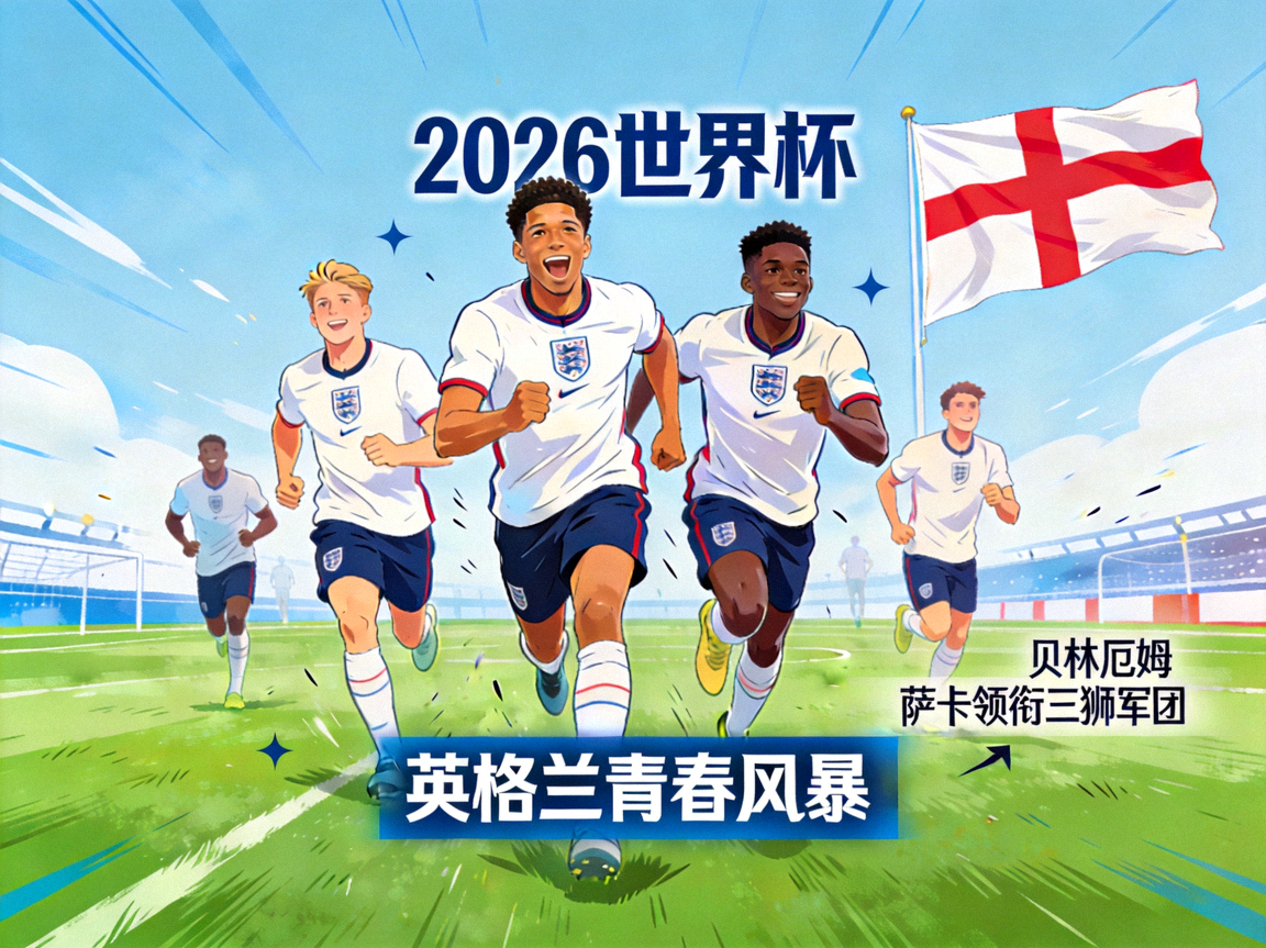 2026世界杯英格兰队青春风暴，贝林厄姆萨卡领衔三狮军团